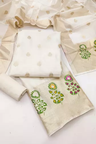  embroidery lichi silk minakari dress material