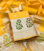 Women's embroidery lichi silk minakari dress material