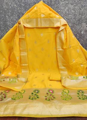  embroidery lichi silk minakari dress material 2