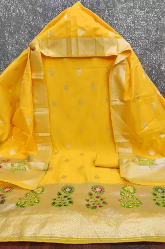  embroidery lichi silk minakari dress material