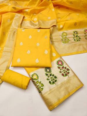  embroidery lichi silk minakari dress material 3