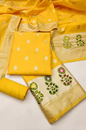  embroidery lichi silk minakari dress material