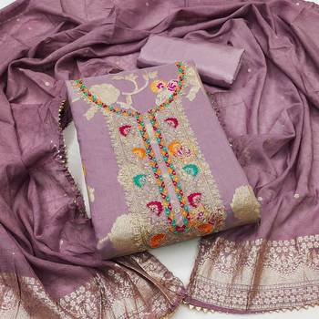  levender embroidered modal dress material 1