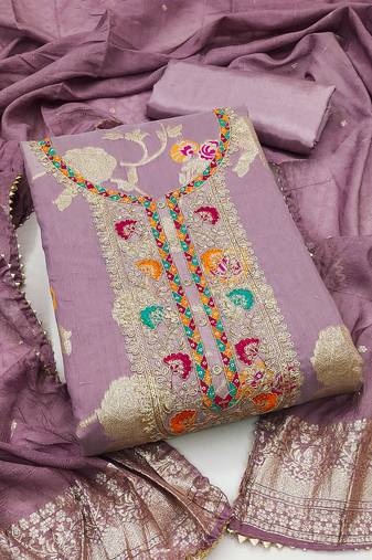 Women's levender embroidered modal dress material