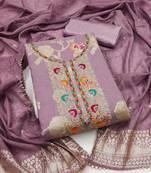 Women's levender embroidered modal dress material