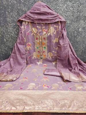  levender embroidered modal dress material 2