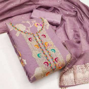  levender embroidered modal dress material 3