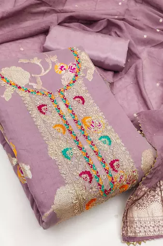  levender embroidered modal dress material