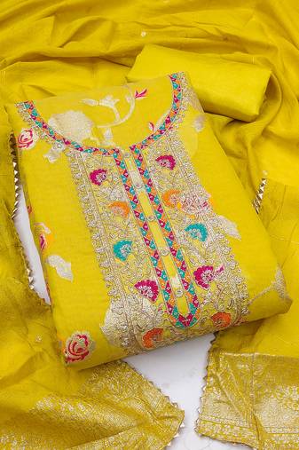 Women's light green embroidered modal dress material