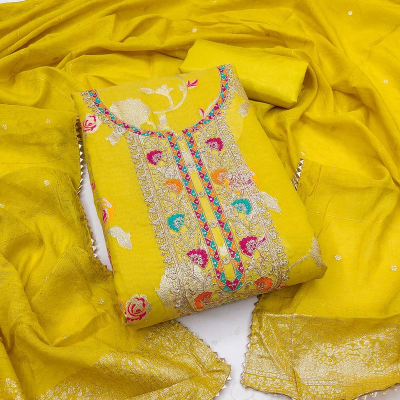 Women's light green embroidered modal dress material