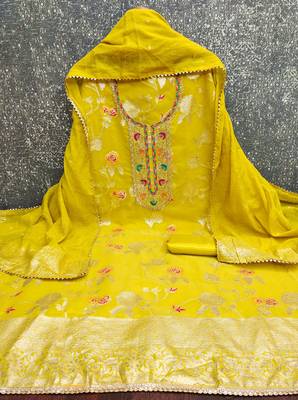  light green embroidered modal dress material 2