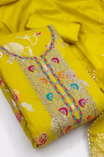 light green embroidered modal dress material