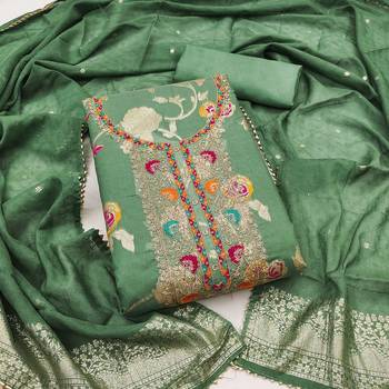  sea green embroidered modal dress material 1