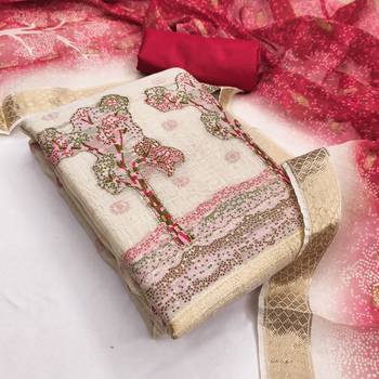  beige weaving handwork jacquard dress material 3