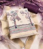 Women's beige weaving handwork jacquard dress material