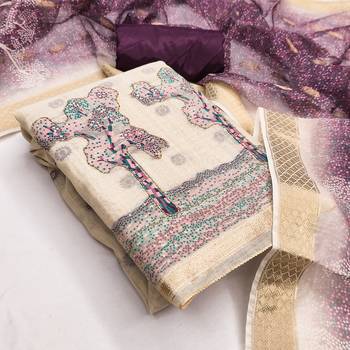  beige weaving handwork jacquard dress material 3