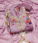 Women's levender digital print chinnon dress material