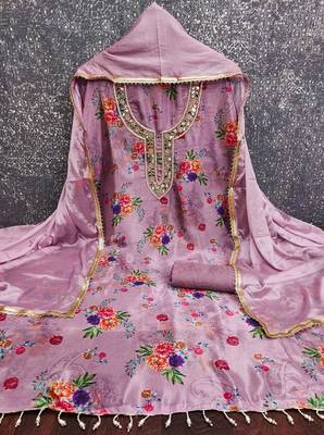 levender digital print chinnon dress material 2