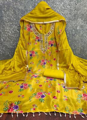  light green digital print chinnon dress material 2