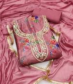 Women's purple digital print chinnon dress material