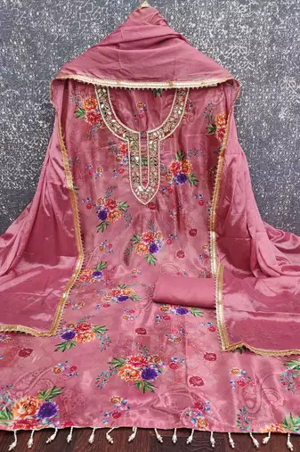  purple digital print chinnon dress material