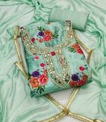 Women's sea green digital print chinnon dress material