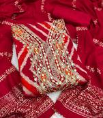 Women's red digital print cotton dress material