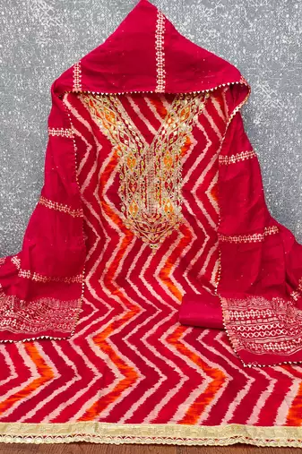  red digital print cotton dress material