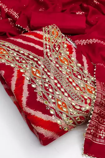  red digital print cotton dress material