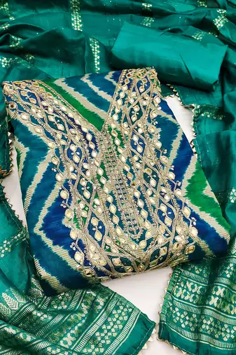 Women's sea green digital print cotton dress material