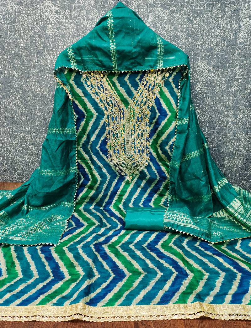 Women's sea green digital print cotton dress material