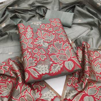  grey weaving emblishment dress material 1