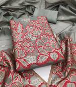 Women's grey weaving emblishment dress material