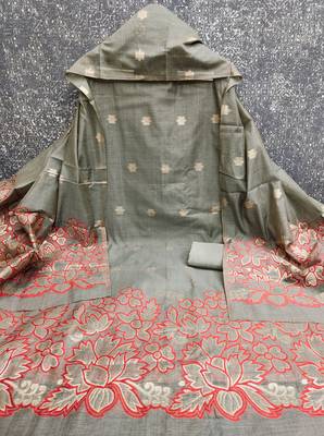  grey weaving emblishment dress material 2