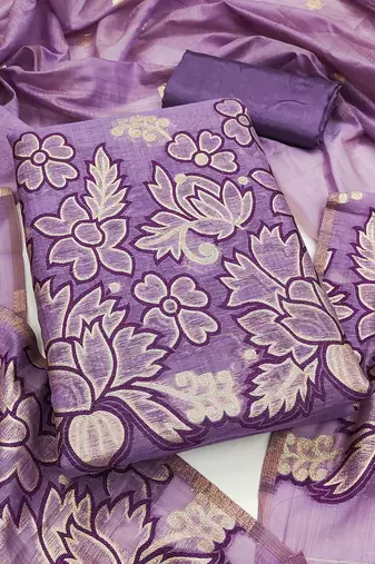 Women's levender weaving emblishment dress material