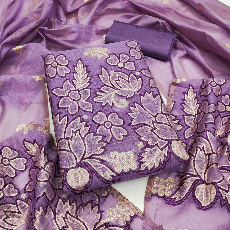 Women's levender weaving emblishment dress material