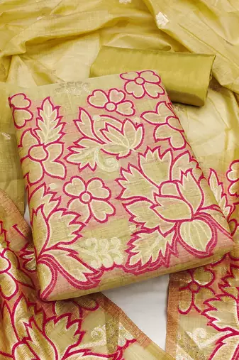 Women's light green weaving jacquard dress material