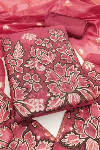 Women's pink weaving cotton jacquard dress material