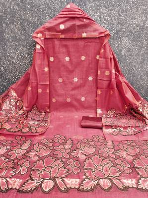  pink weaving cotton jacquard dress material 2