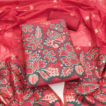  light red weaving jacquard dress material 1