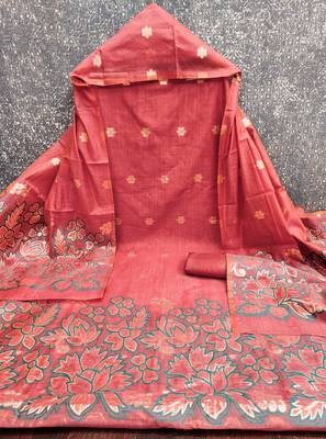  light red weaving jacquard dress material 2