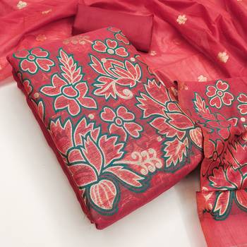  light red weaving jacquard dress material 3