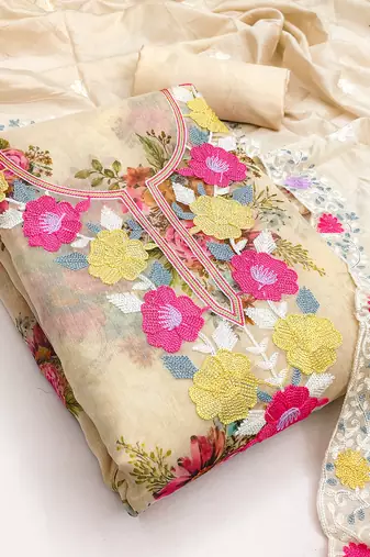  embroidery digital print silk dress material