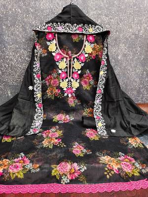  embroidery digital print silk dress material 2