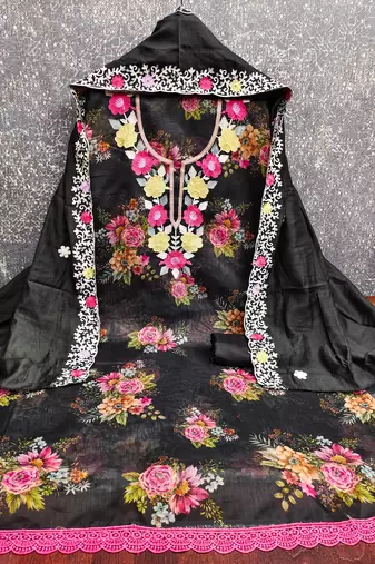  embroidery digital print silk dress material