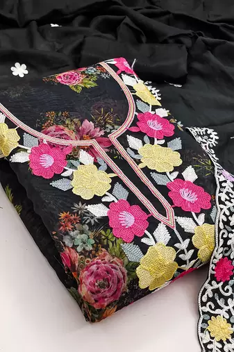  embroidery digital print silk dress material