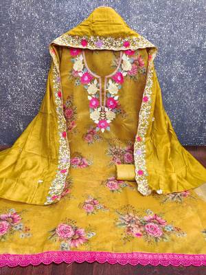  embroidery digital print silk dress material 2