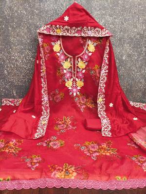  embroidery digital print silk dress material 2