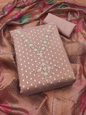  embroidery neck weaving silk dress material 1