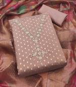 Women's embroidery neck weaving silk dress material